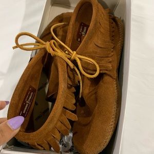Soft classic fringe boot brown moccasins